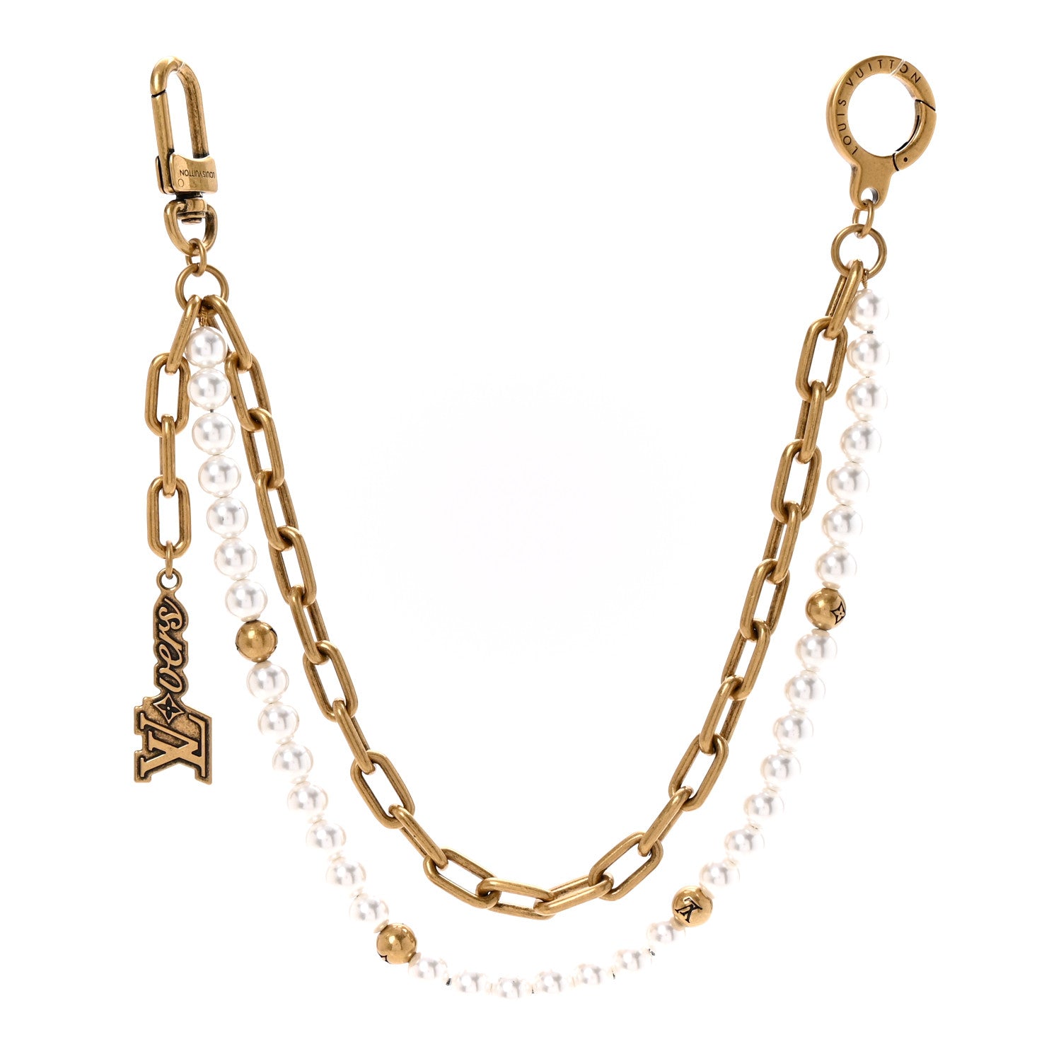Louis Vuitton Chain Belt Pearls Bag Charm Gold 1 of 10