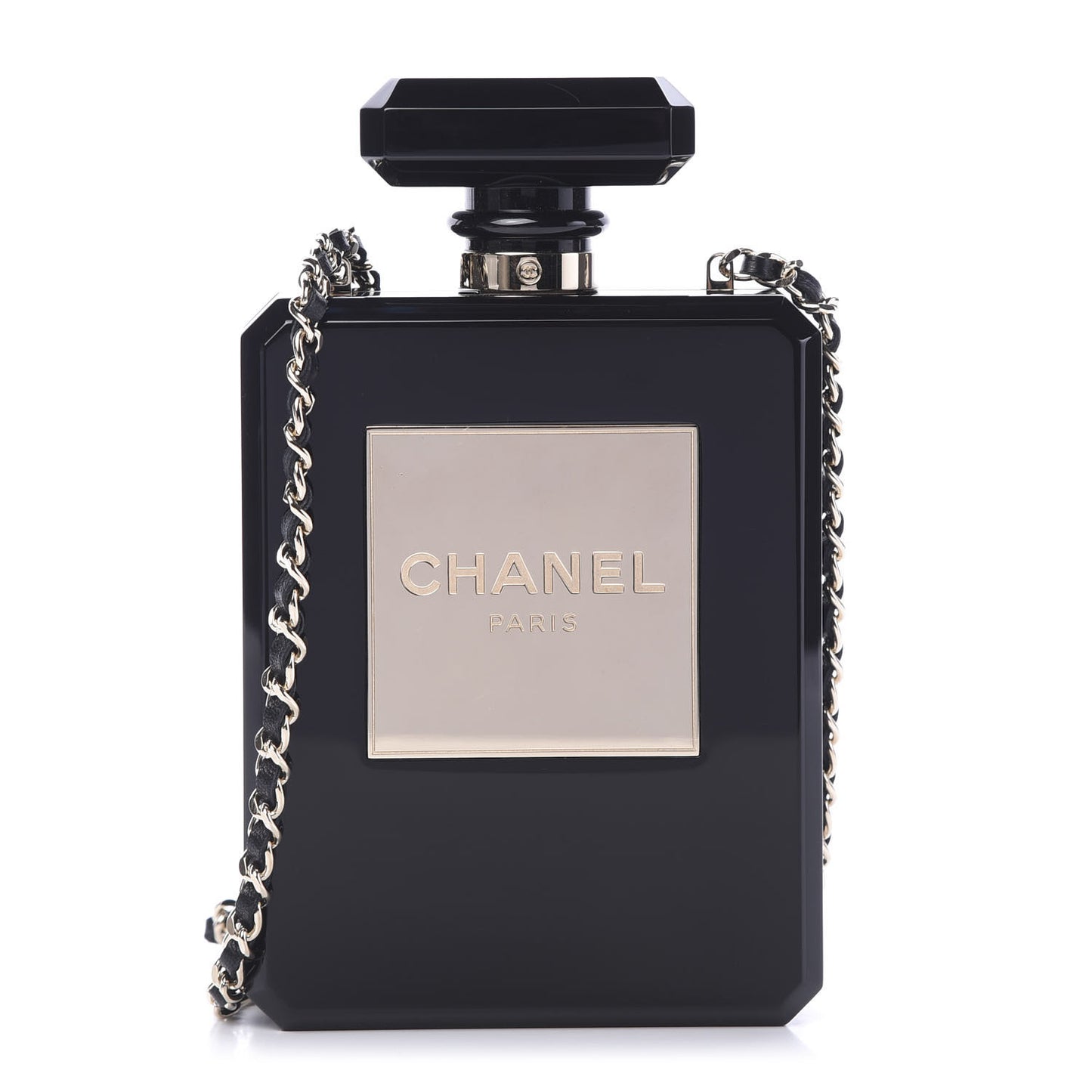 Plexiglass Perfume Bottle Clutch Black