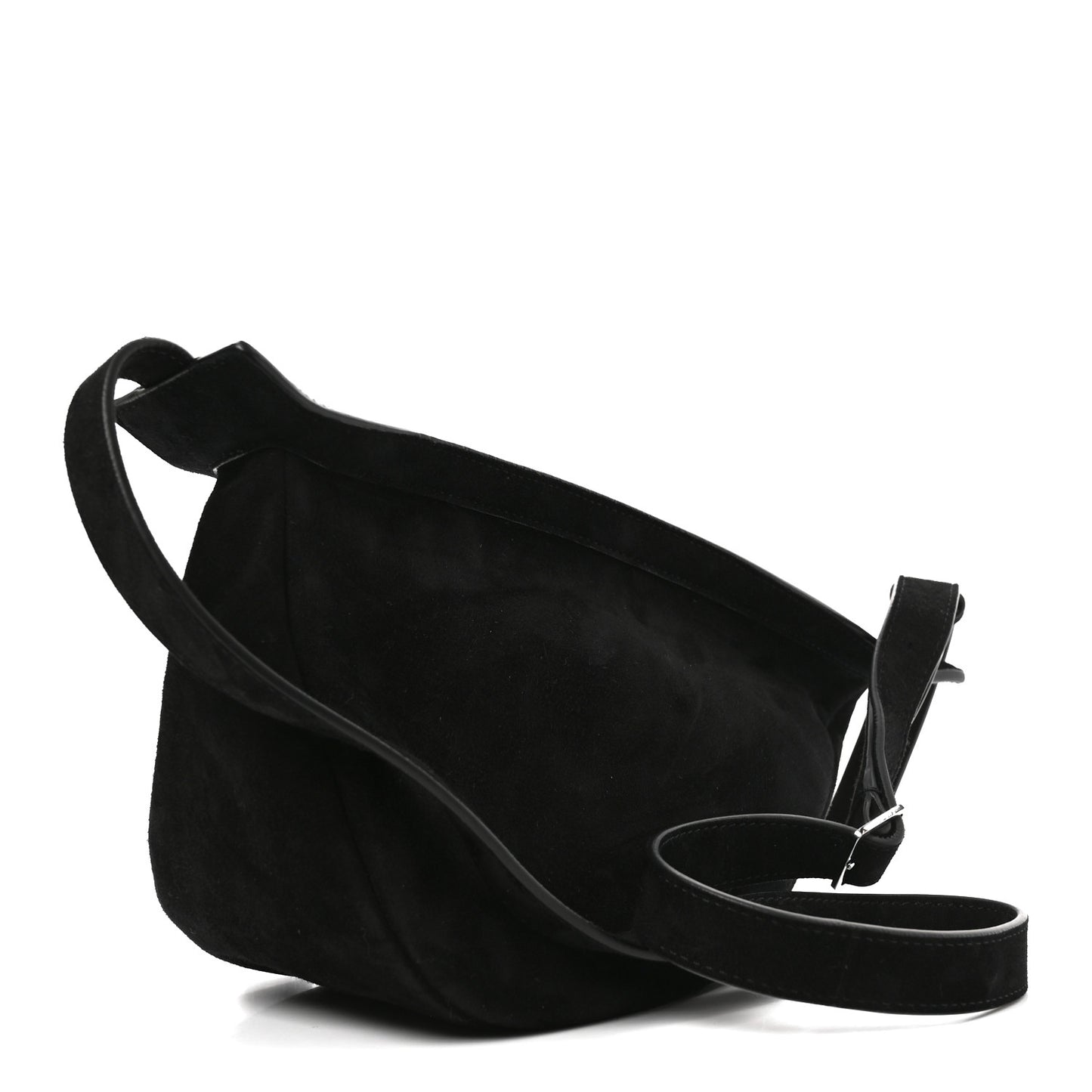 Suede Small Slouchy Banana Bag Black