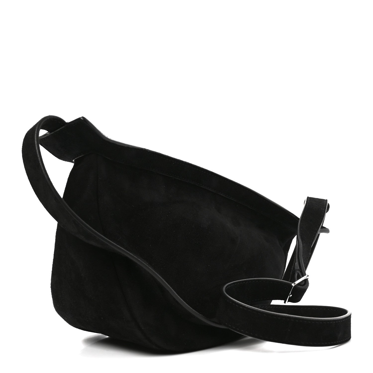 The Row Suede Small Slouchy Banana Bag Black 3 of 9