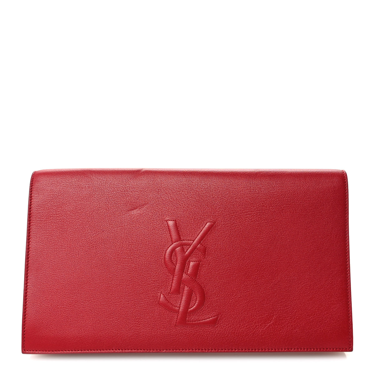 Saint Laurent Calfskin Monogram Large Belle De Jour Clutch Red 1 of 9