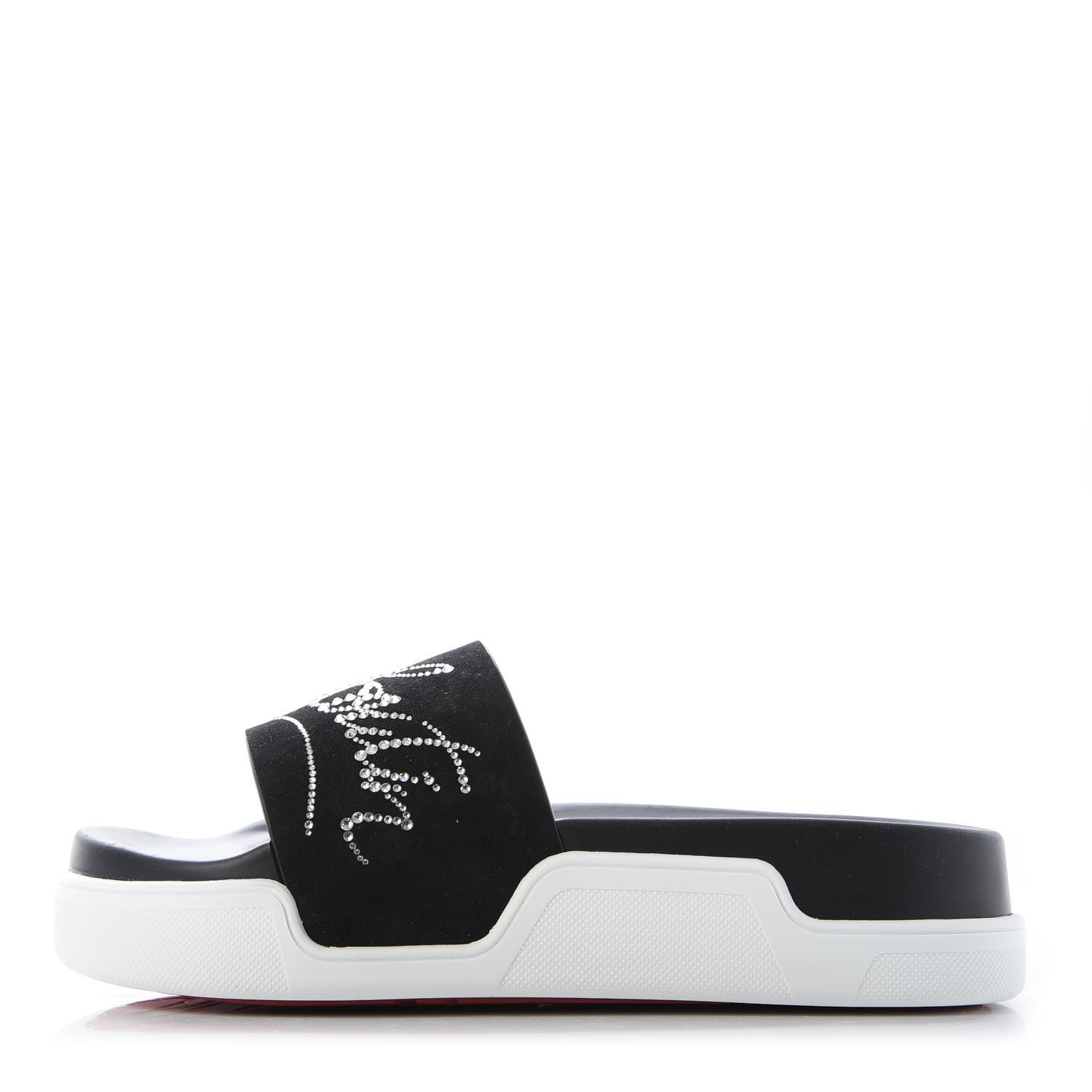 Christian Louboutin Veau Velours Strass Dear Pool Platform Slide Sandal 36.5 Black 1 of 9