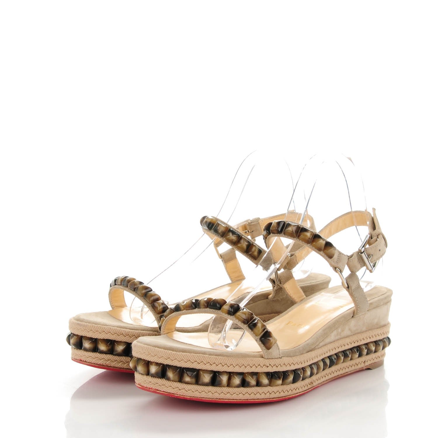 Christian Louboutin Suede Cataclou 60 Platform Sandals 40 Sable 3 of 8