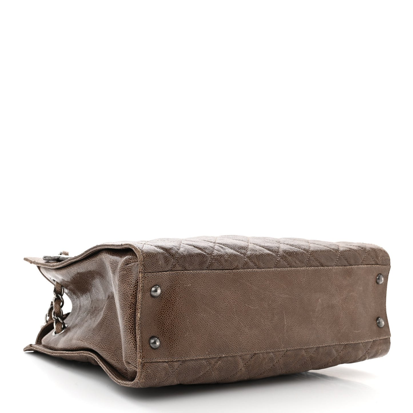 Glazed Caviar Quilted Tote Brown