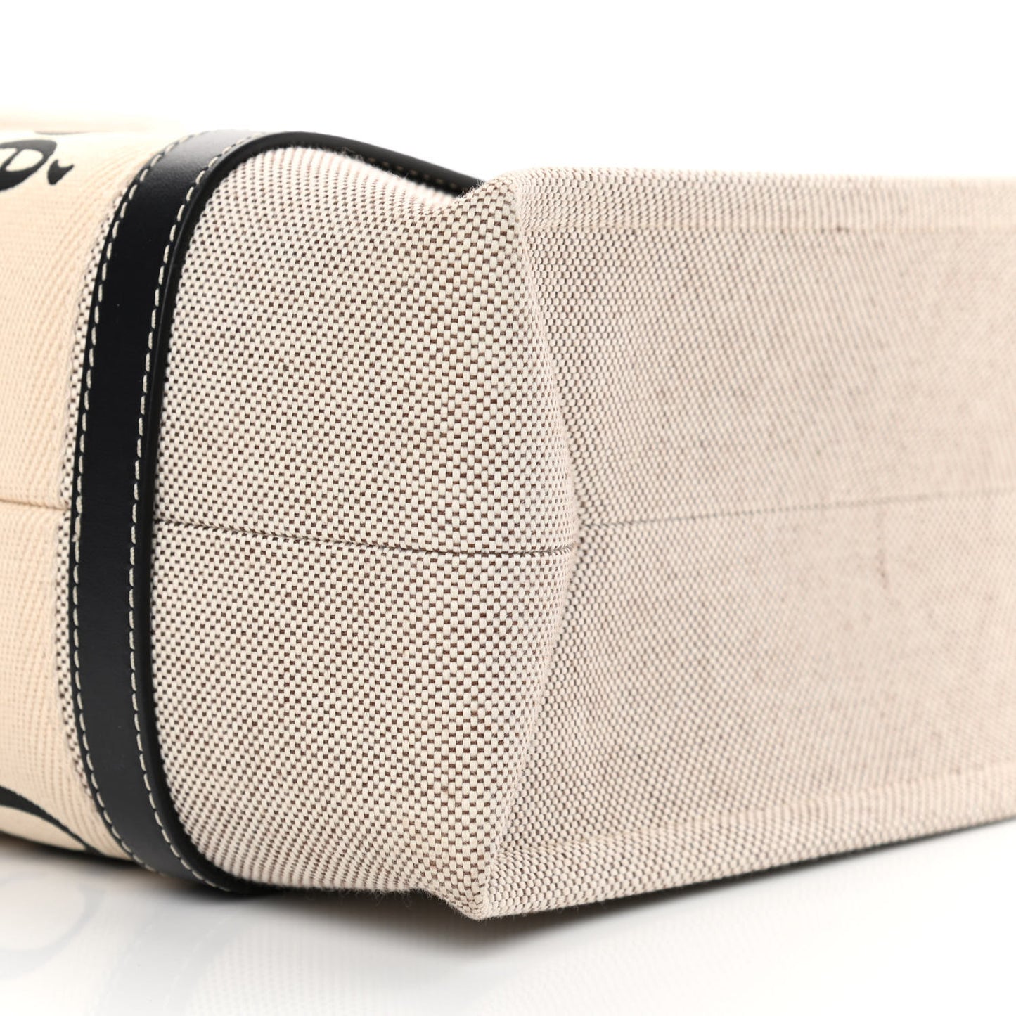 Cotton Calfskin Medium Woody Ribbon Tote White Black