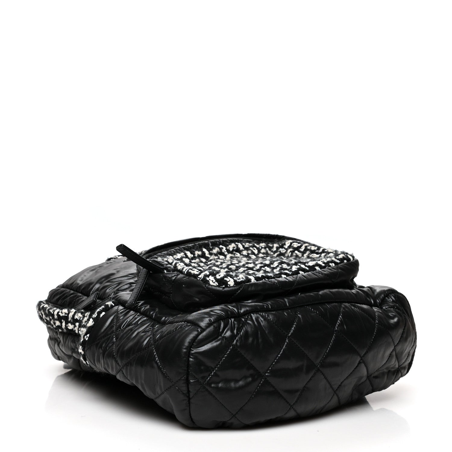 Chanel Nylon Tweed CC Backpack Black White 4 of 9