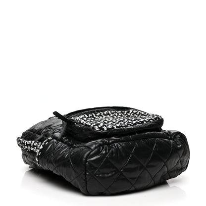 Chanel Nylon Tweed CC Backpack Black White 4 of 9