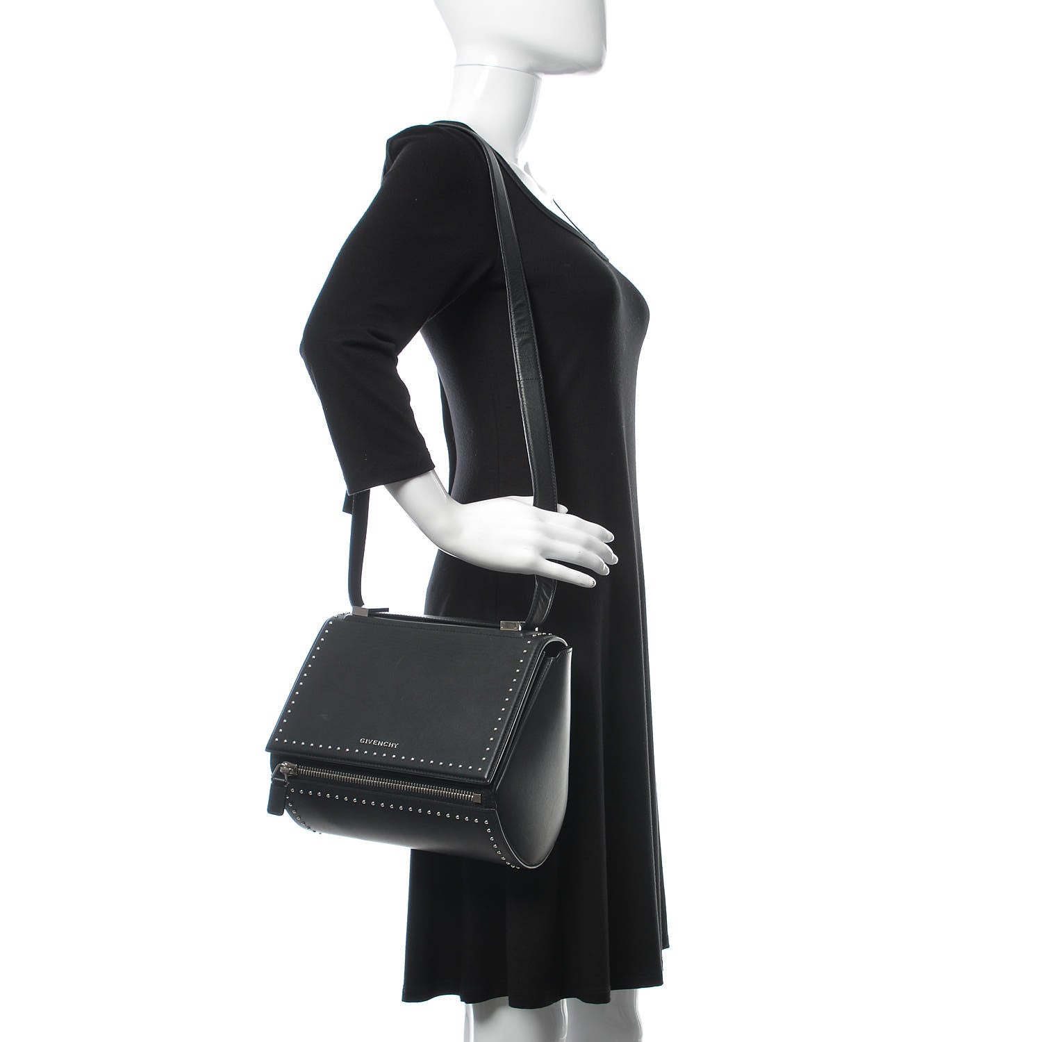 Givenchy Calfskin Studded Medium Pandora Box Crossbody Bag Black 2 of 10