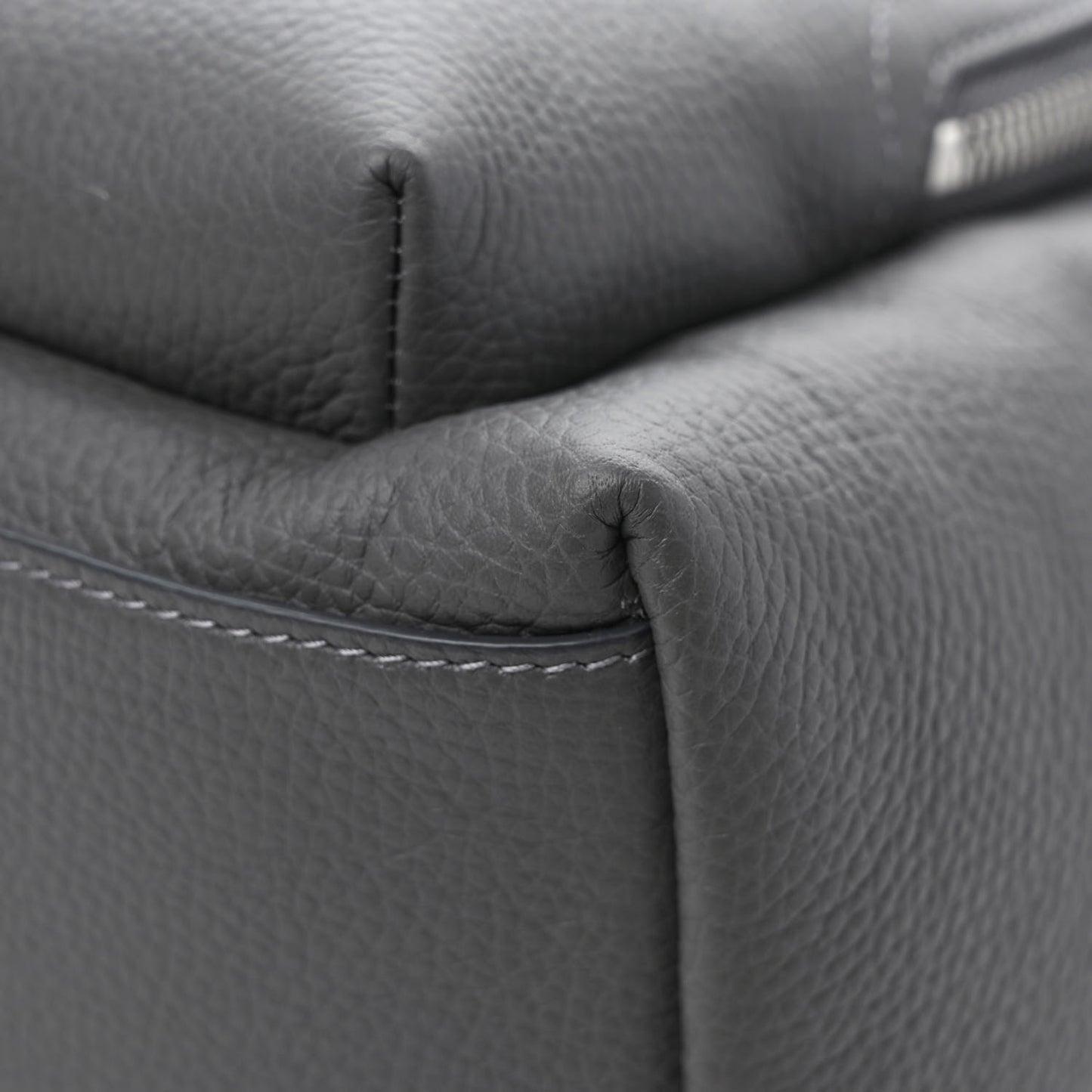 Calfskin Logo Embossed Backpack Charcoal Grey