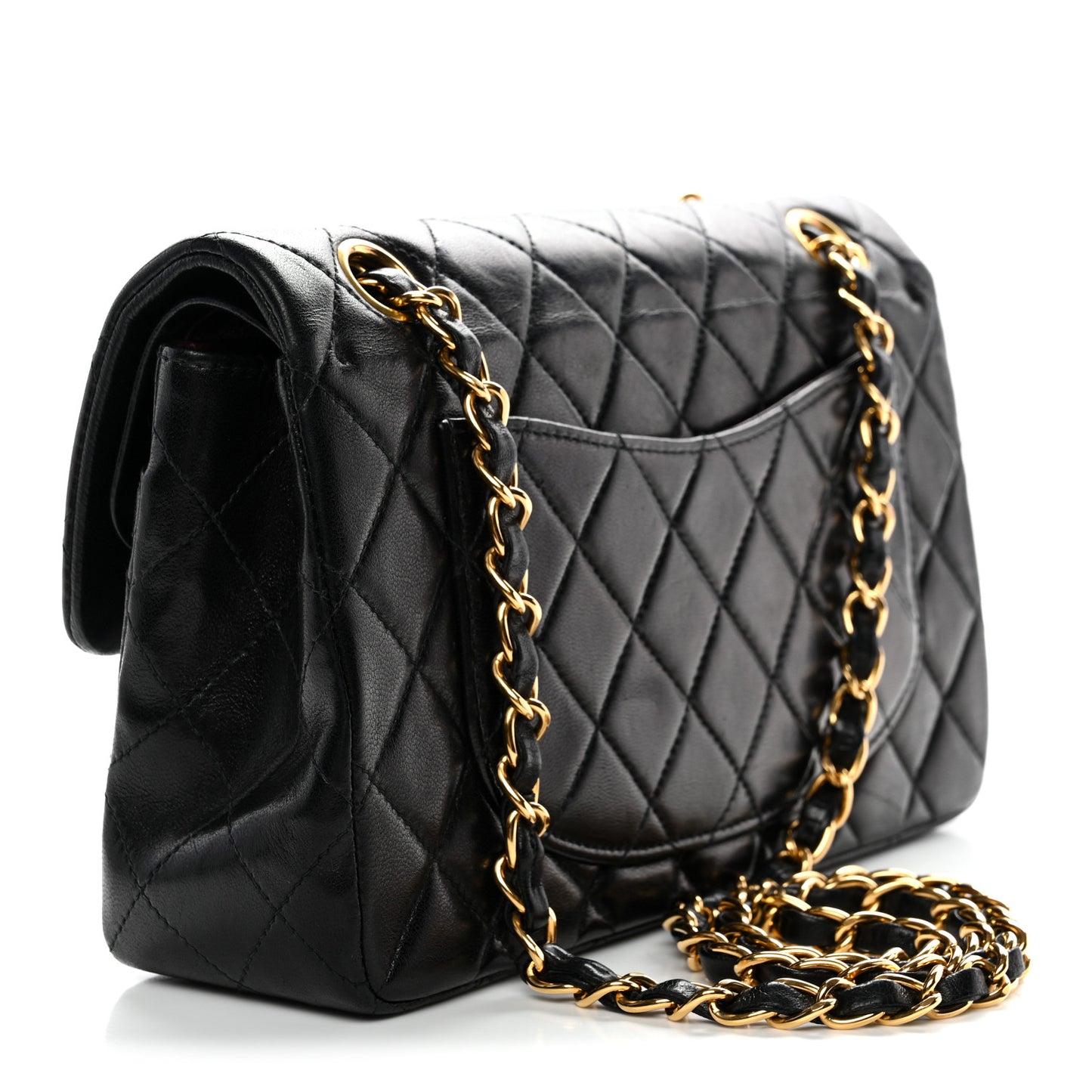 Lambskin Quilted Small Double Flap Black
