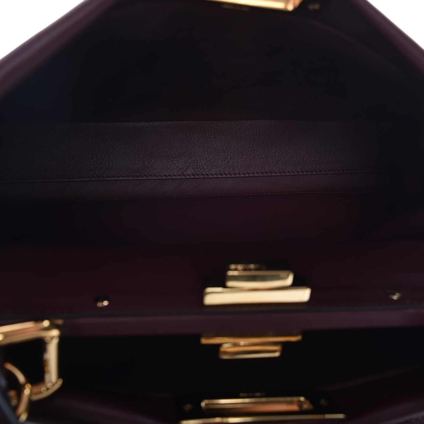 Vitello Seta Waves Bi-Color Medium Peekaboo Iconic Satchel Bordeaux Latte