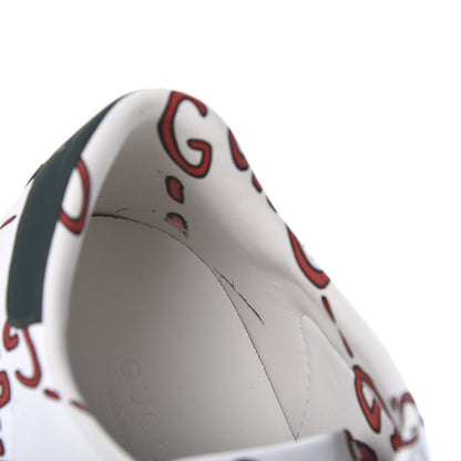 Gucci Calfskin GucciGhost Print Womens Ace Sneakers 38 White Hibiscus Red 10 of 11