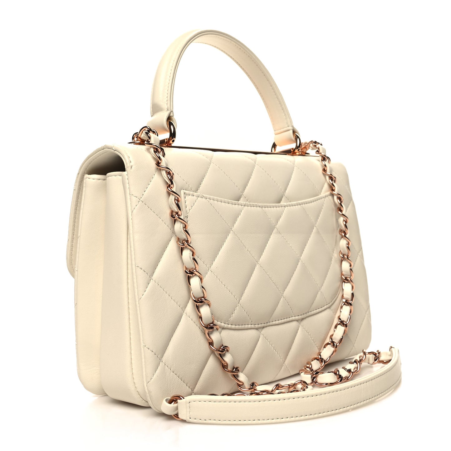 Lambskin Quilted Small Trendy CC Dual Handle Flap Bag White