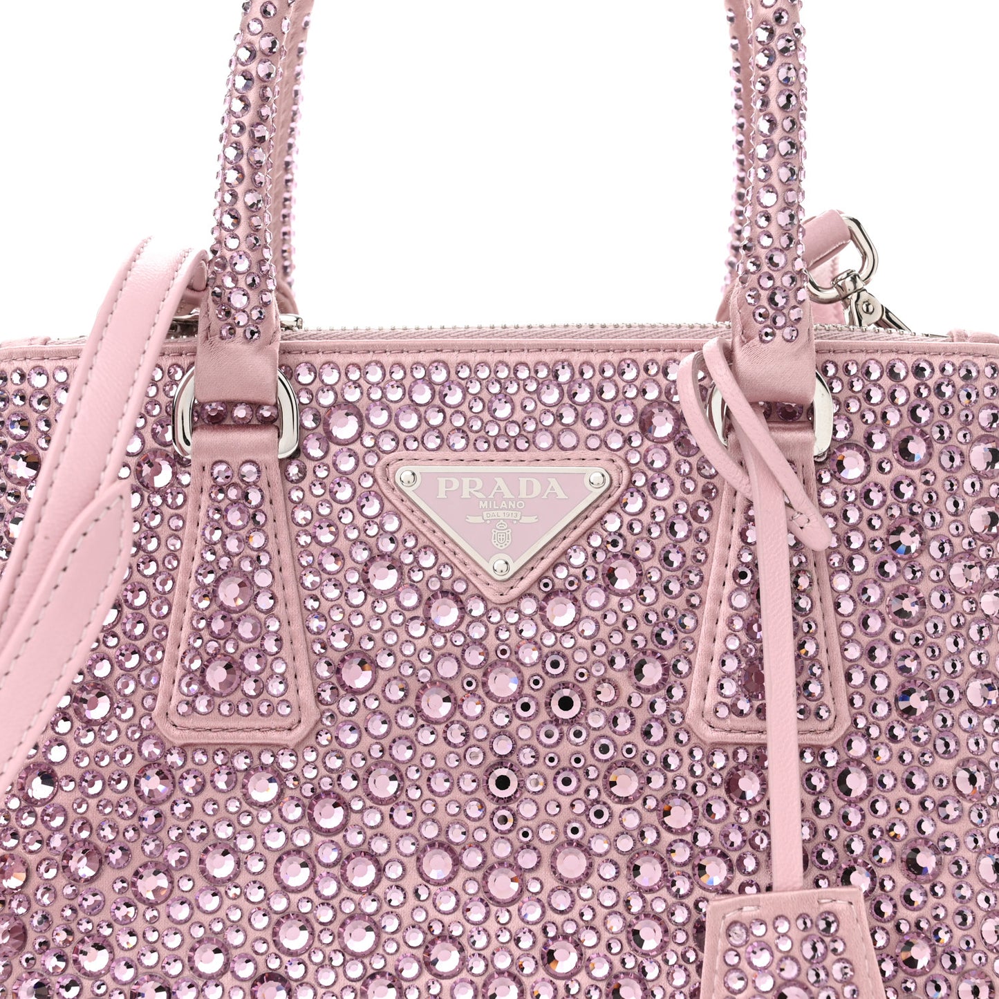 Satin Crystal Mini Galleria Double Zip Tote Alabastro