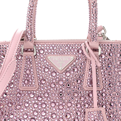 Prada Satin Crystal Mini Galleria Double Zip Tote Alabastro 7 of 9