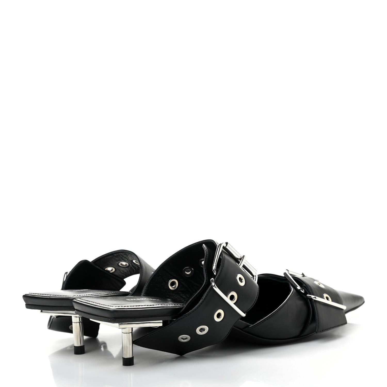 Balenciaga Shiny Calfskin Belt 40mm Mules 39.5 Black 4 of 8