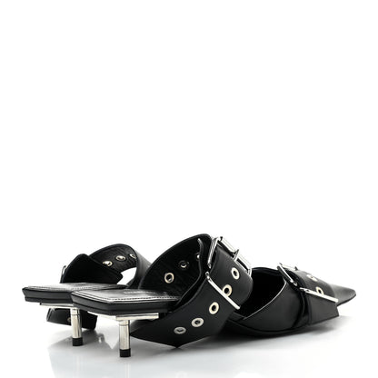 Balenciaga Shiny Calfskin Belt 40mm Mules 39.5 Black 4 of 8