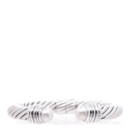 David Yurman Sterling Silver Pearl 10mm Cable Classics Hinged Bracelet 5 of 8