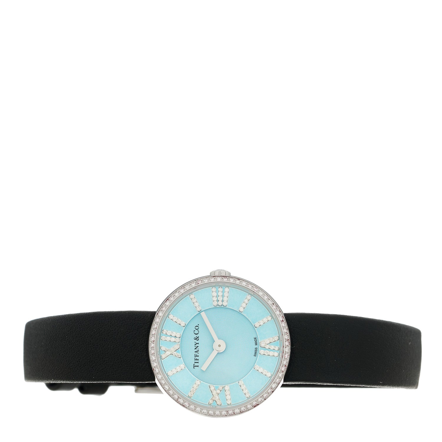 Tiffany Stainless Steel Calfskin Diamond Bezel 24mm Atlas 2-Hand Quartz Watch Tiffany Blue 2 of 5