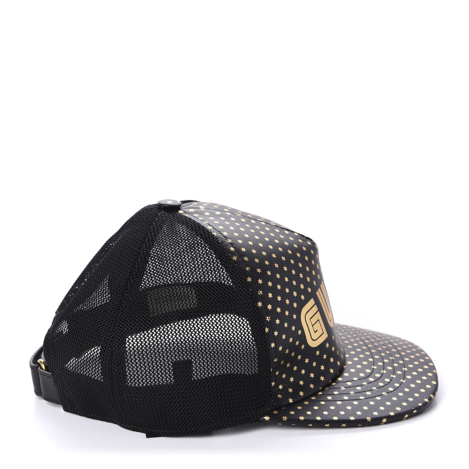 Gucci X SEGA Calfskin GUCCY Stars Baseball Hat S Black Gold 7 of 9