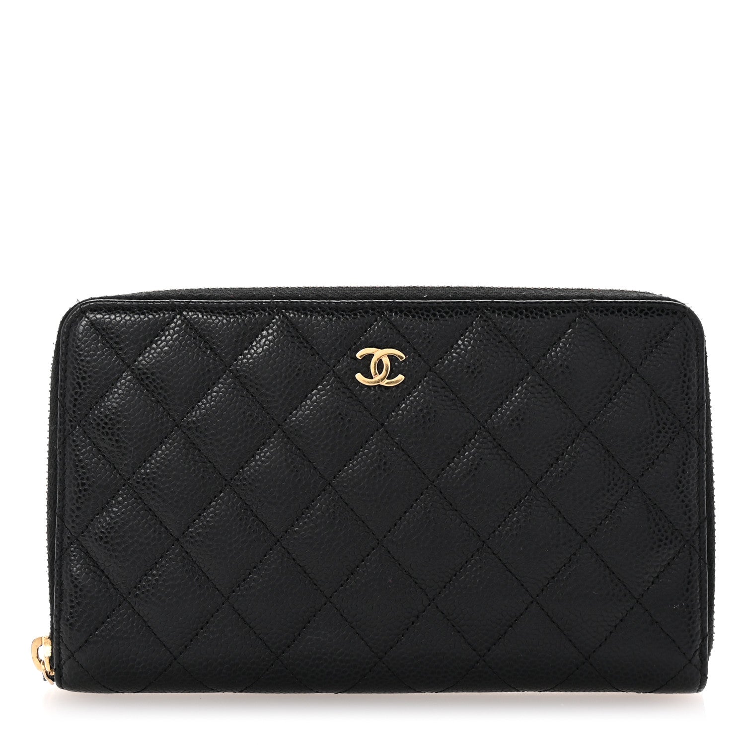 Chanel Caviar Quilted Large Zip Around Organizer Wallet Black 1 of 8