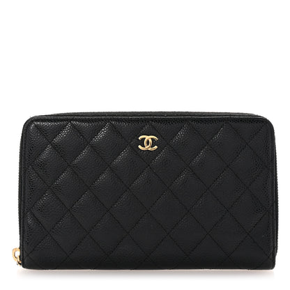 Chanel Caviar Quilted Large Zip Around Organizer Wallet Black 1 of 8