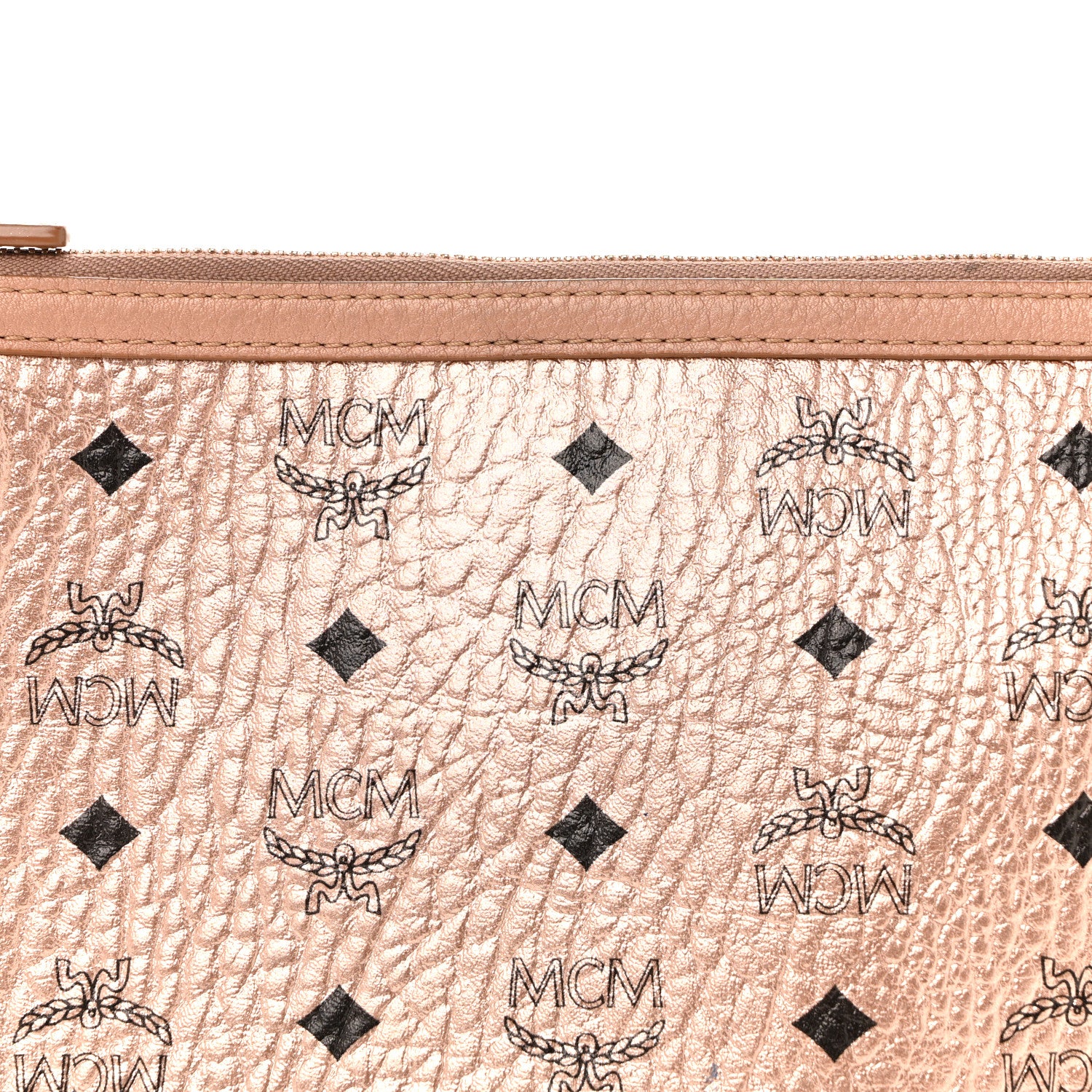 MCM Metallic Visetos Liz Shopper Tote Pouch Champagne Gold 8 of 15