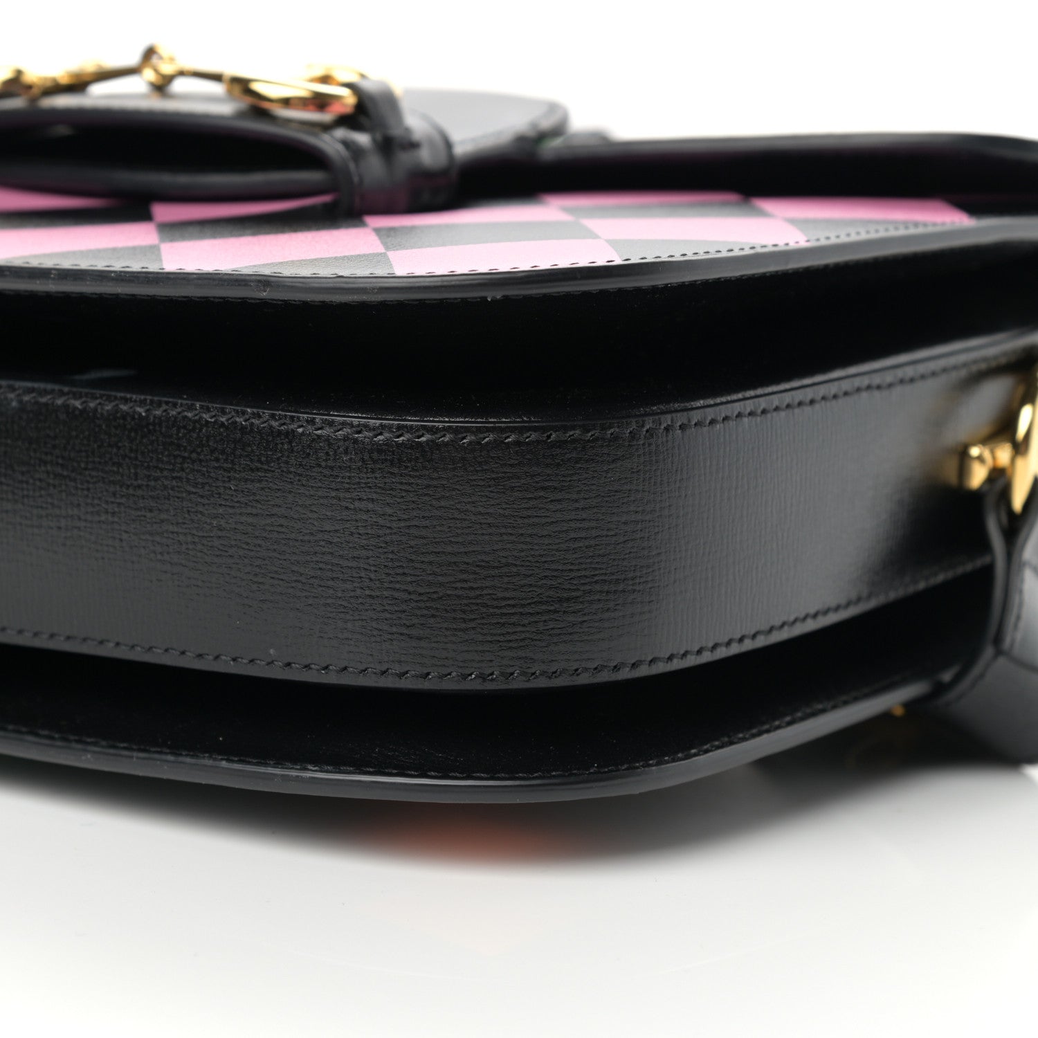 Gucci Textured Calfskin Geometric Print Horsebit 1955 Shoulder Bag Black Multicolor 10 of 16