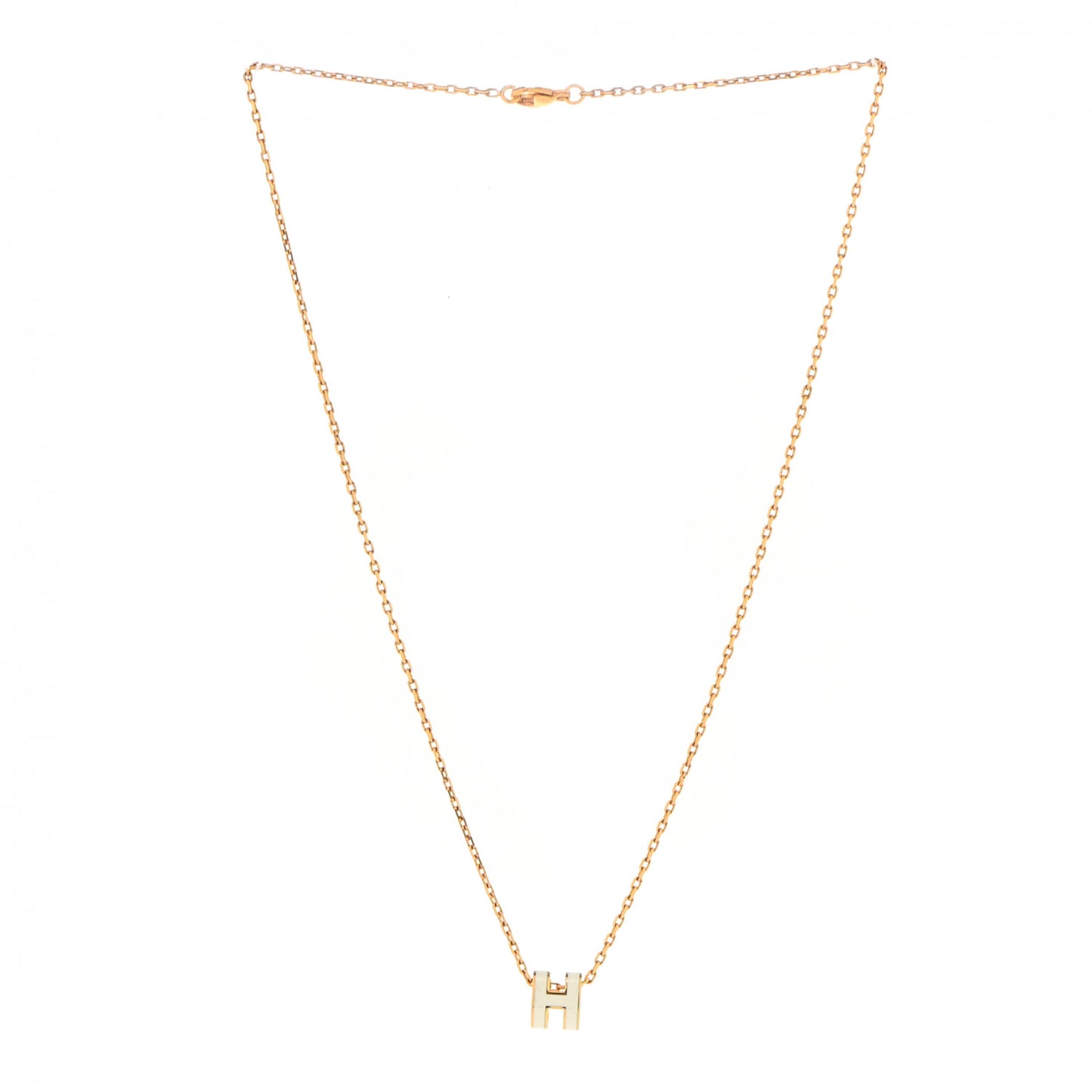 Lacquered Gold Mini Pop H Pendant Necklace White