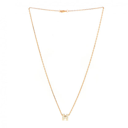 Hermes Lacquered Gold Mini Pop H Pendant Necklace White 4 of 7