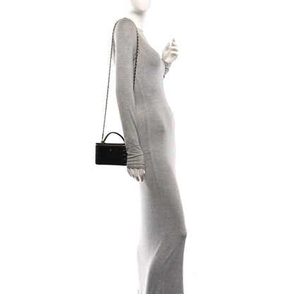 Chanel Calfskin Crocodile Embossed Crococo Small Top Handle Vanity Case With Chain Black 2 of 12