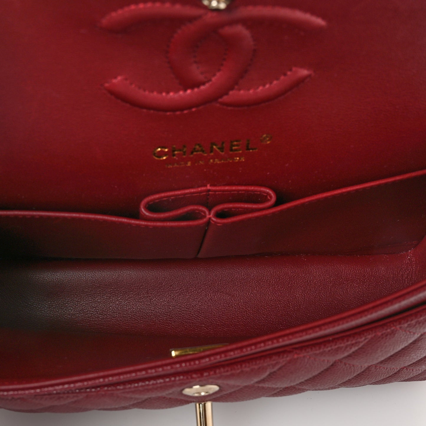 Caviar Quilted Small Double Flap Burgundy
