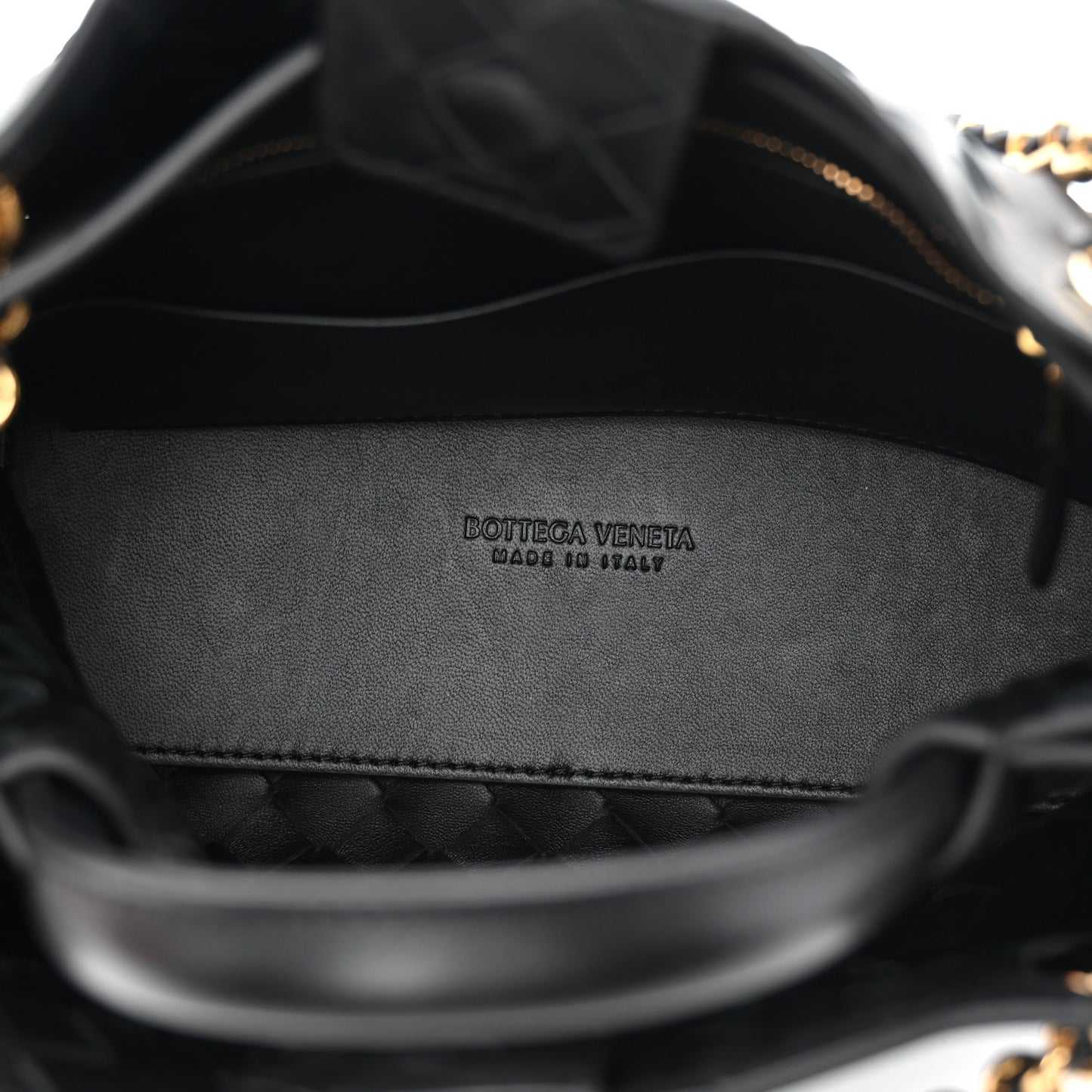 Nappa Intrecciato Small Andiamo With Chain Shoulder Bag Black Black