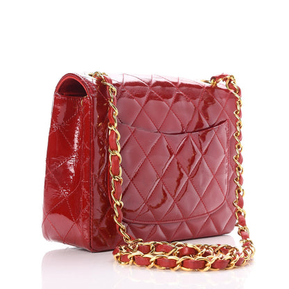 Chanel Patent Quilted Mini Square Flap Red 3 of 18