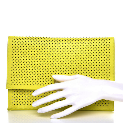 Proenza Schouler Lambskin Perforated Small Lunch Bag Clutch Sulphur 2 of 6