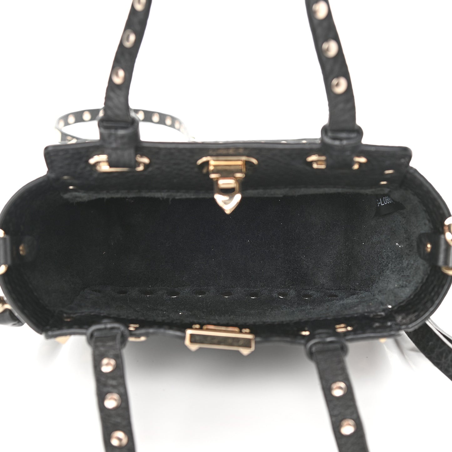 Pebbled Calfskin Micro Rockstud Tote Black