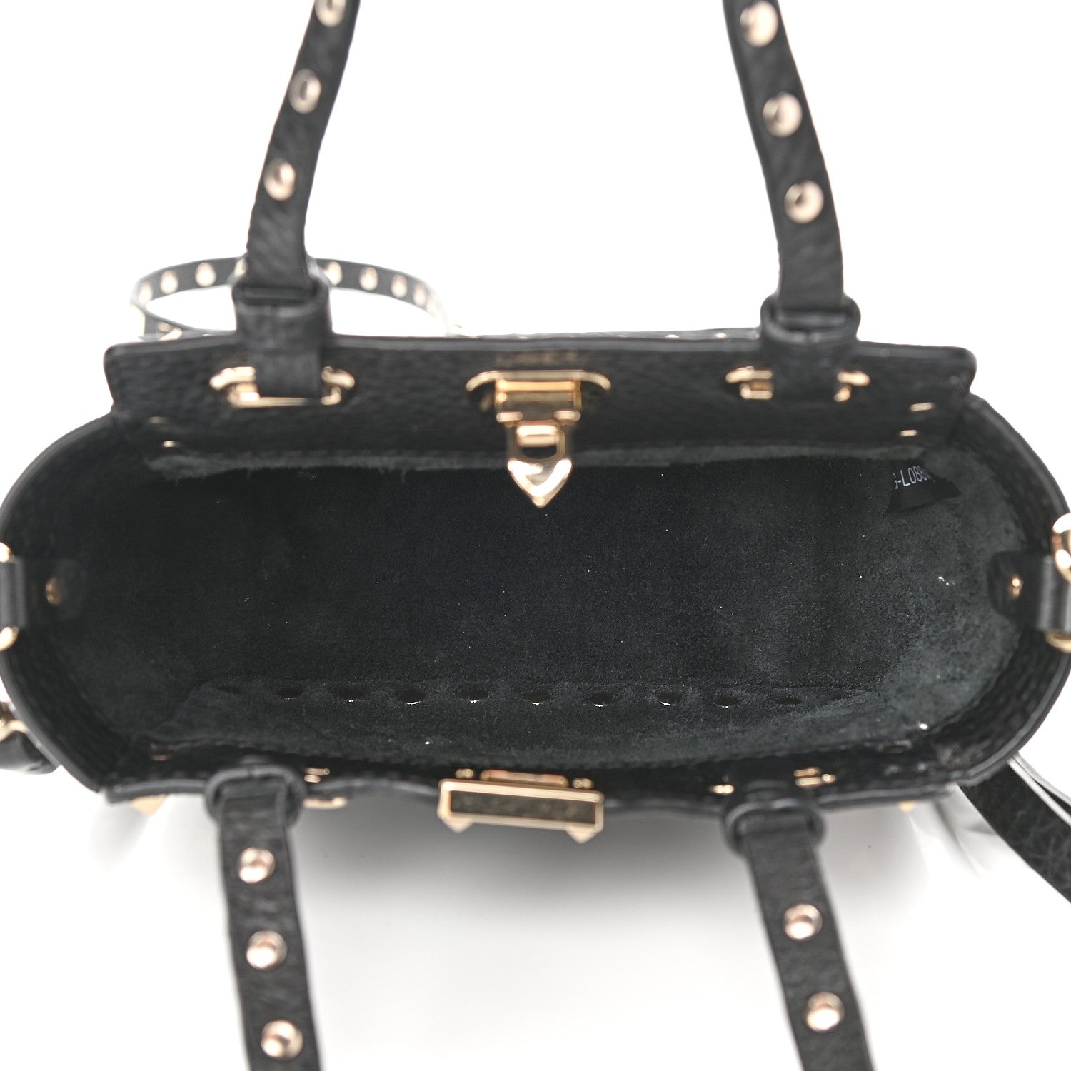 Valentino Garavani Pebbled Calfskin Micro Rockstud Tote Black 5 of 8