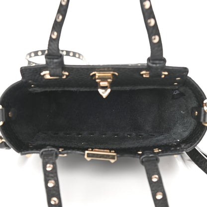 Valentino Garavani Pebbled Calfskin Micro Rockstud Tote Black 5 of 8