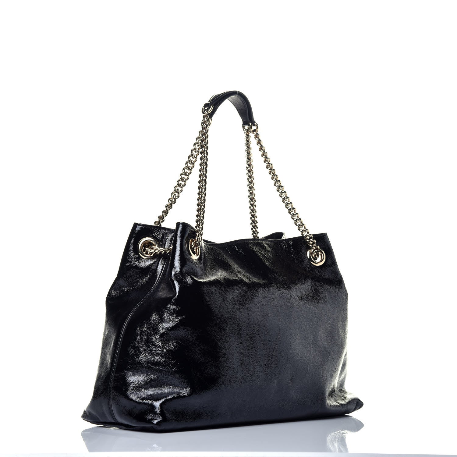 Gucci Patent Medium Soho Chain Shoulder Bag Black 3 of 9
