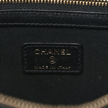 Chanel Aged Calfskin Chevron Quilted Medium Cosmetic Case Black 6 of 13