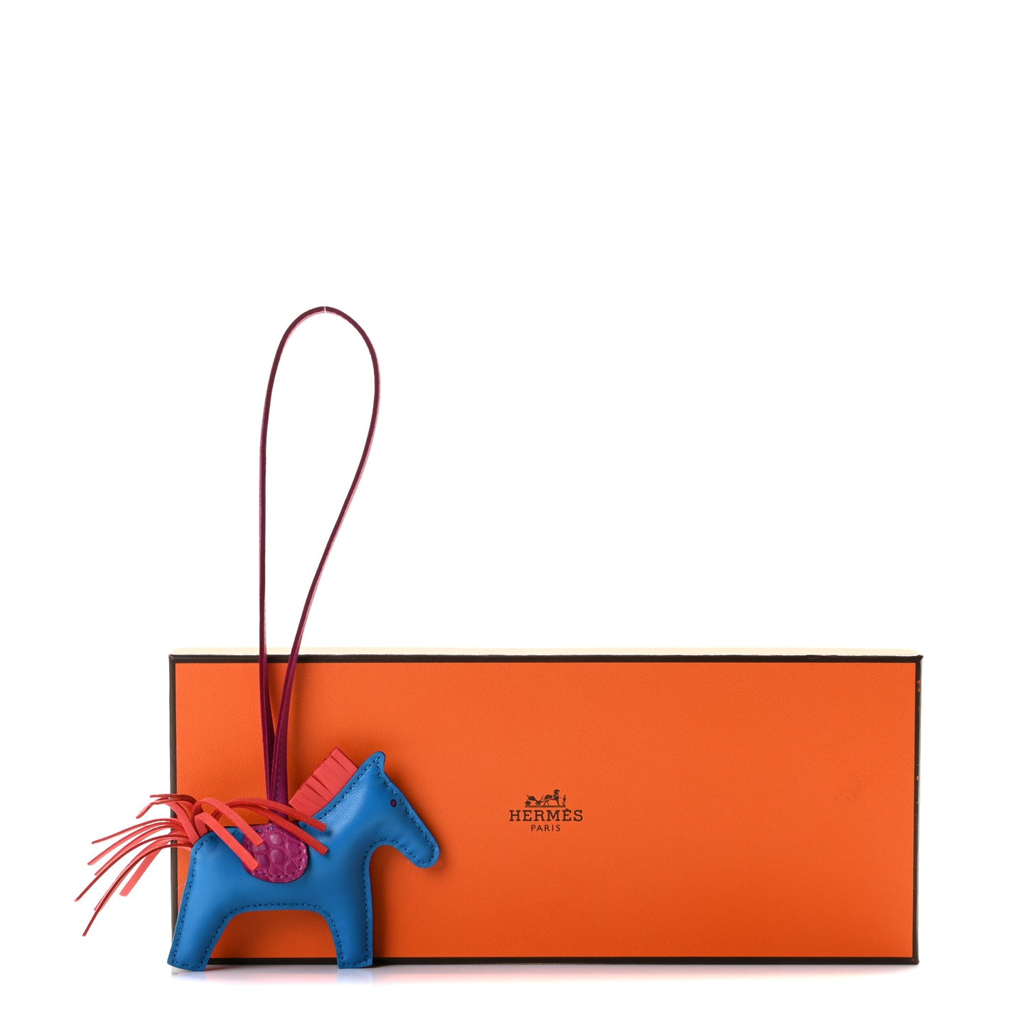 Milo Lambskin Matte Alligator Touch Grigri Rodeo Horse Bag Charm PM Bleu France Orange Poppy Framboise