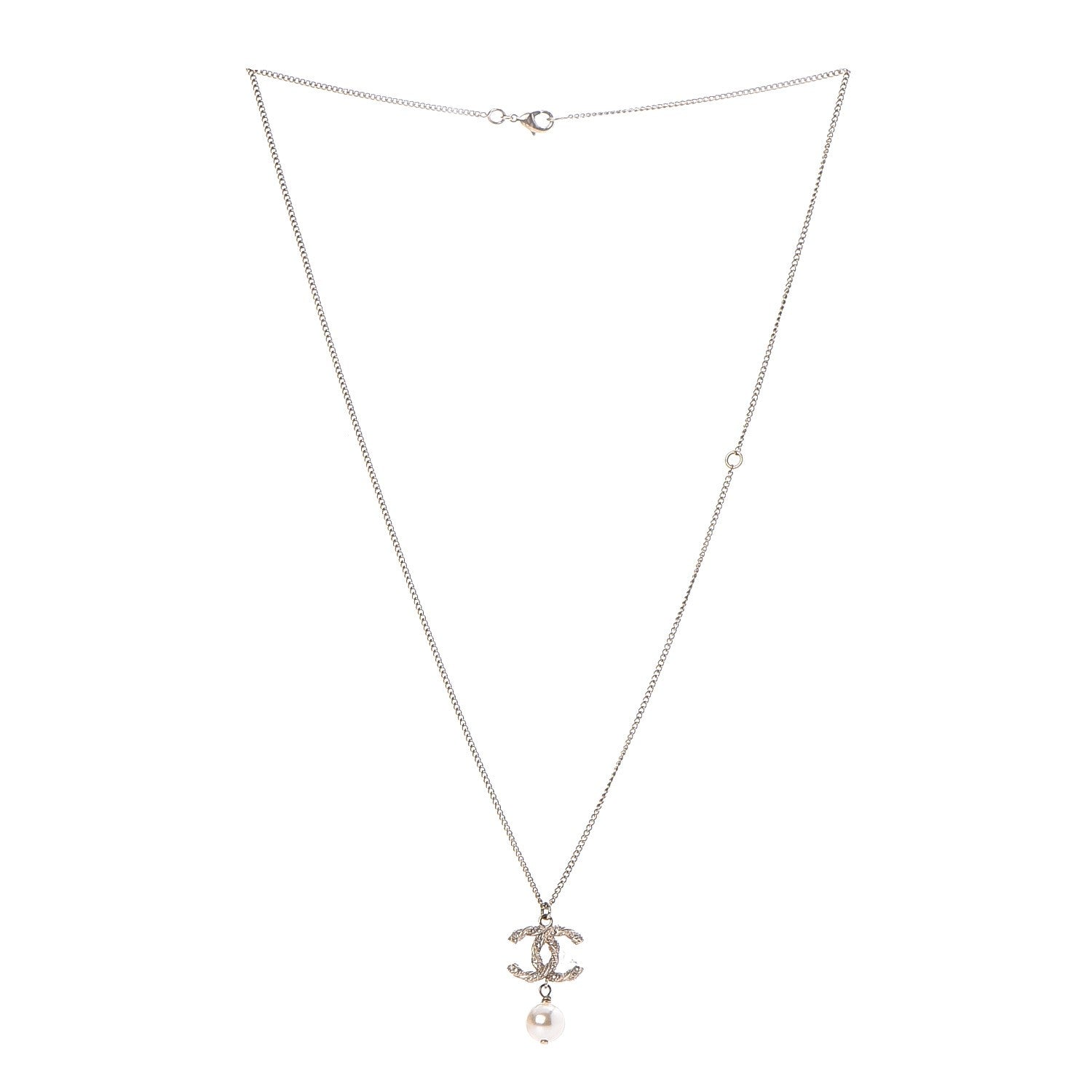 Chanel Pearl Crystal CC Drop Necklace Gold 5 of 5