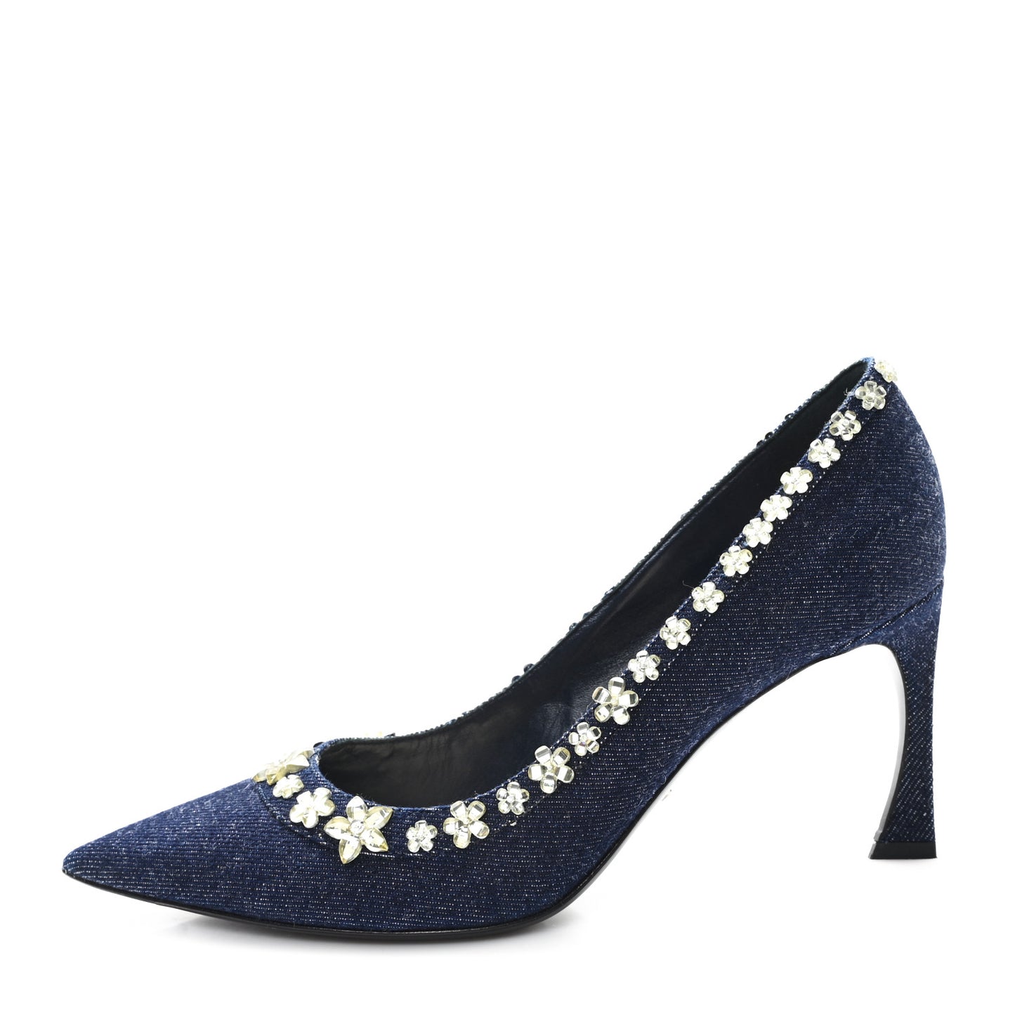Denim Crystal Garland Pumps 39.5 Blue Fonce