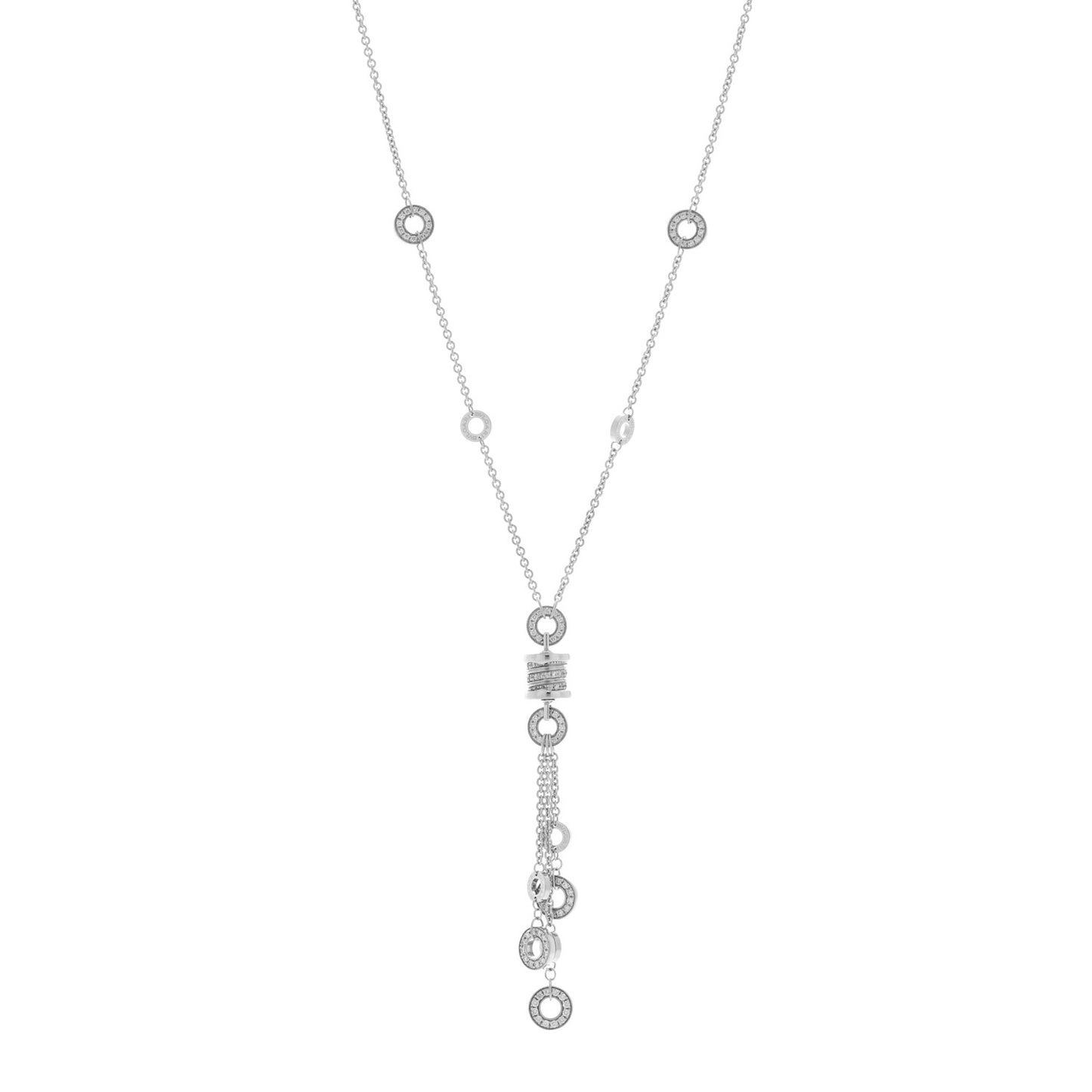 18K White Gold Diamond B.Zero1 Drop Necklace