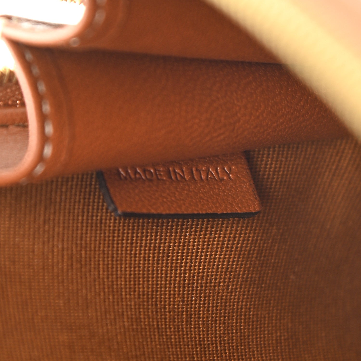 Celine Triomphe Canvas Calfskin Mini Clutch on Chain Tan 6 of 9