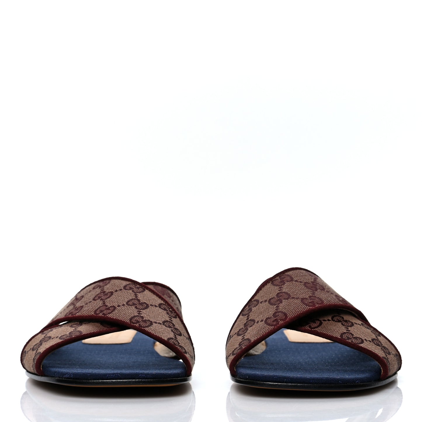 Canvas GG Monogram Mens Criss Cross Slide Sandals 10 Sahara Rubino Chardonnay