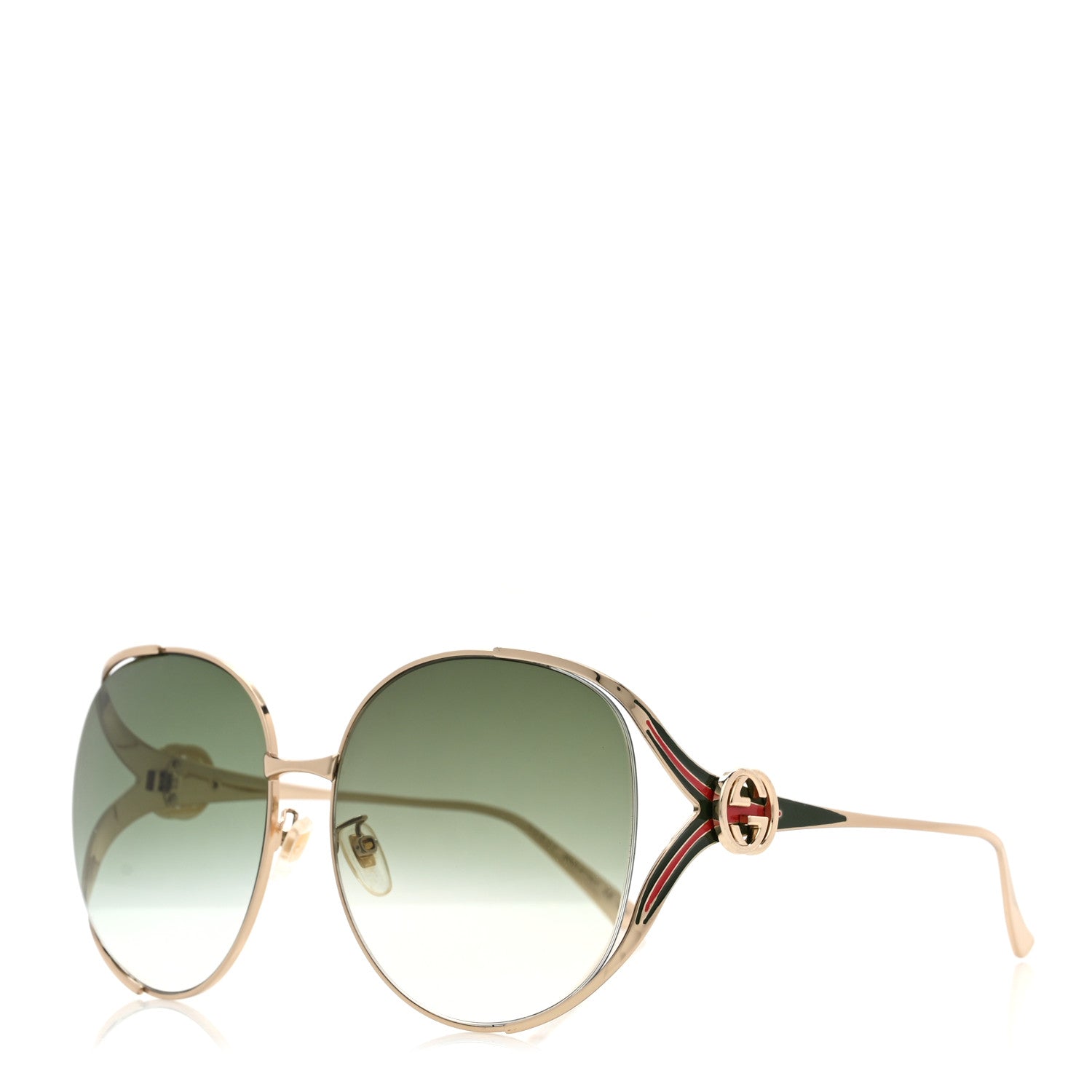 Gucci Metal Oversized Round Frame GG0225S Sunglasses Gold 1769269