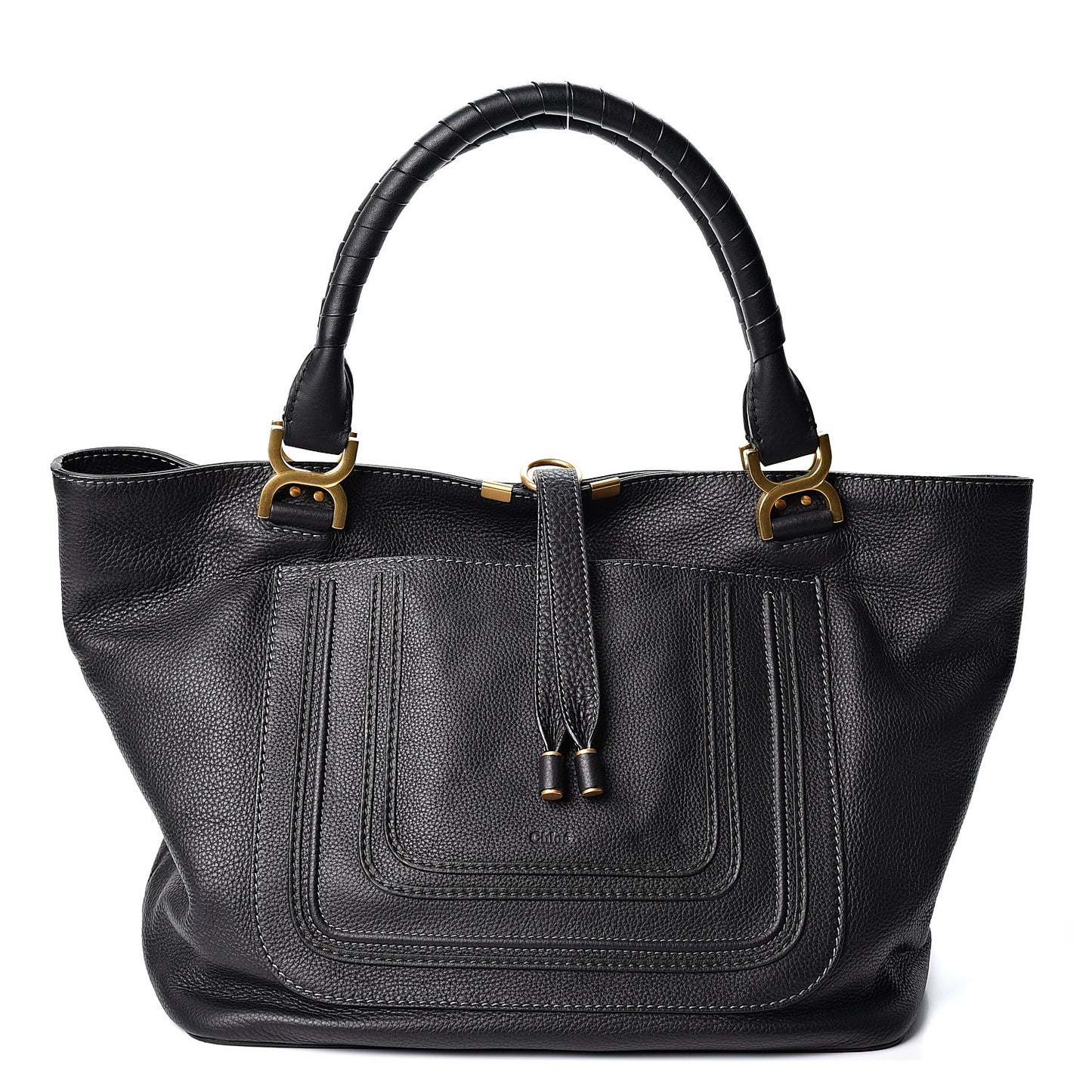 Calfskin Large New Marcie Tote Black