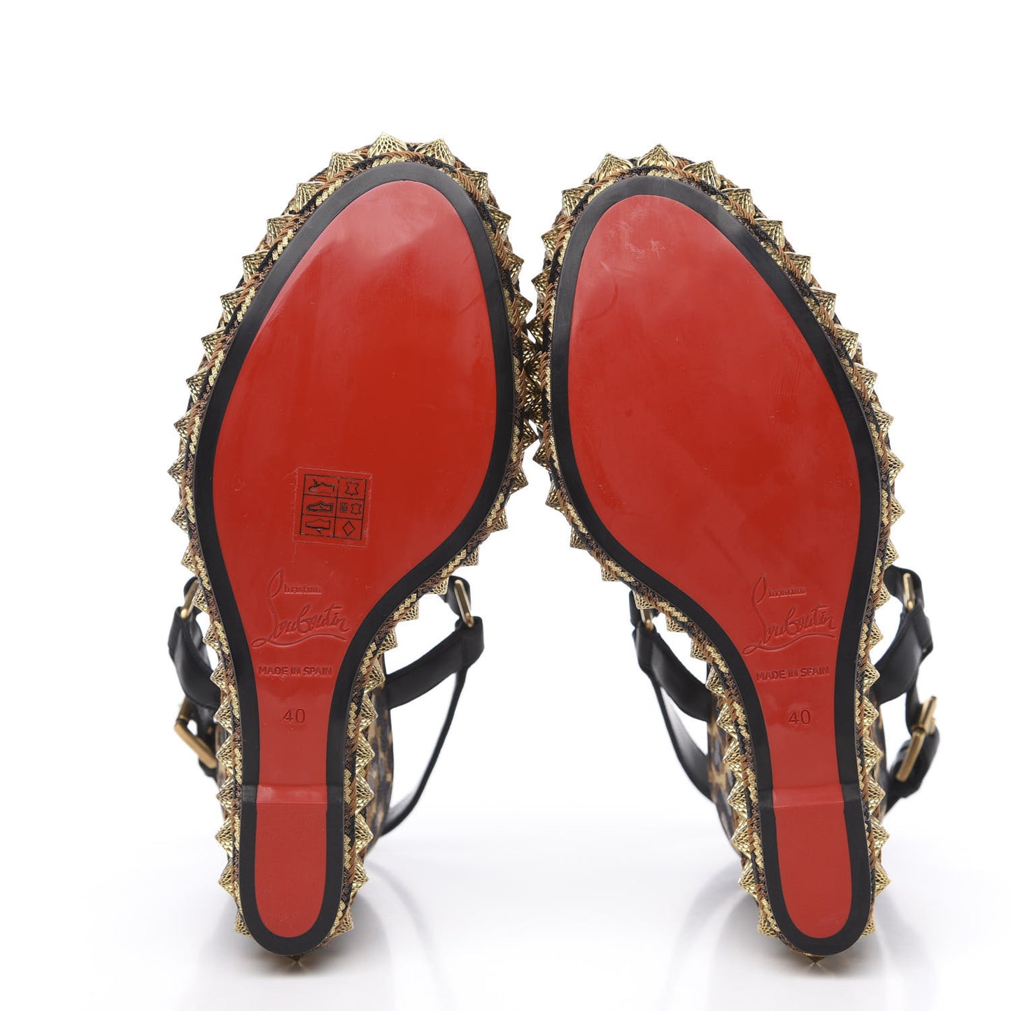 Nappa Silk Leopard Pira Ryad 110 Wedge Sandals 40 Black Marron