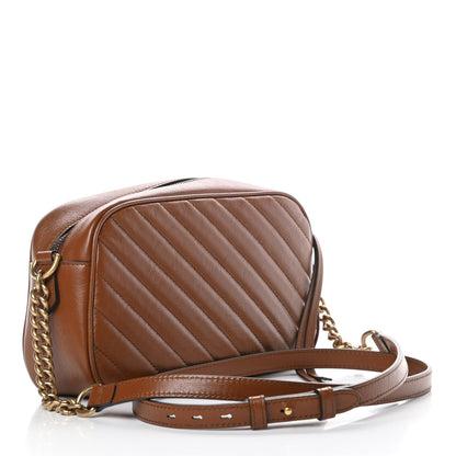Gucci Glazed Calfskin Matelasse Diagonal Small GG Marmont Chain Shoulder Bag Cuir 3 of 12